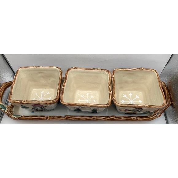 Heartland Four Piece Plater Three Dip Serving Bowls St Nicholas Square Christmas - Picture 4 of 14